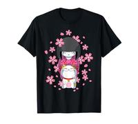 Japonaise Kawaii Kokeshi et Chat Porte-Bonheur T-Shirt