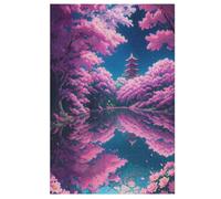 Japonese Cerise Blossoms Puzzle De 1000 Pièces en Bois pour EnfFourmis Adultes, Puzzles en Matériau Recyclé De Qualité Supérieure 78×53cm