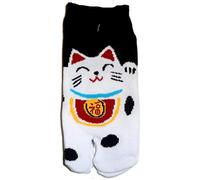 Japonmania - Chaussettes japonaises Tabi - Du 35 au 39 - Maneki Neko - Noir, Taille unique