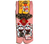 Japonmania - Chaussettes japonaises Tabi - Du 35 au 39 - Maneki Neko - Rose, Taille unique