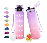 JAPORIA Bouteille 1L, Gourde avec Filtre, Gourde avec Marqueur de Temps, Anti Fuite, sans BPA, Réutilisable, Motivation, Bouteille D'eau pour Sport, Gym, Voyage, Outdoor