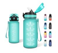 JAPORIA Bouteille 500ml, Gourde avec Paille, Motivation Bouteille Marqueur de Temps, Étanche & Réutilisable, pour l'École, Randonnée, Fitness