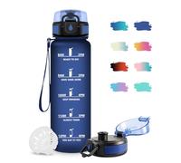 JAPORIA Bouteille d'eau 1L, Gourde avec Filtre sans BPA, Bouteille d'eau de Motivation avec Marqueur de Temps, Étanche et Réutilisable, Bouteille Réutilisable pour l'école, Sport, Bureau, Camping