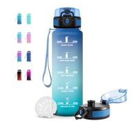 JAPORIA Gourde 1L, Gourdes avec Filtre et Marqueur de Temps, Bouteille Réutilisable, Gourdes Motivation pour l'école, Sport, Bureau, Randonnée