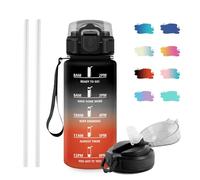 JAPORIA Gourde Enfant 500ml, Gourde avec Paille sans BPA, Bouteille d'eau de Motivation avec Marqueur de Temps, Étanche et Réutilisable, Bouteille Réutilisable pour l'école, Bureau, Yoga, Camping