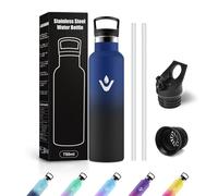 JAPORIA Gourde Inox 750ml, Bouteille d'eau avec Paille, sans BPA, Anti Fuite et Réutilisable, Bouteille pour Bureau, Camping, Travail, Randonnée