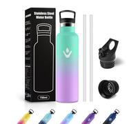 JAPORIA Gourde Inox 750ml, Bouteille d'eau avec Paille, sans BPA, Anti Fuite et Réutilisable, Bouteille pour Bureau, Camping, Travail, Randonnée