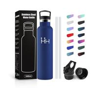 JAPORIA Gourde Isotherme 1L, Bouteille Isotherme en Acier Inoxydable, Anti-Fuite, sans BPA, Gourde Inox avec Paille, Réutilisable, Gourde Sport pour Enfant, Adultes, Cyclisme, Alpinisme