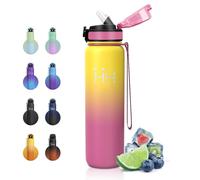 JAPORIA Gourde Isotherme 1L, Gourde Inox avec Paille, Double Paroi Isolante, Étanche et sans BPA, Réutilisable, Bouteille pour Bureau, Camping, Activités de Plein Air