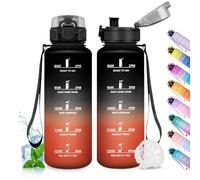 JAPORIA Gourde Motivation 1.5L, Gourde avec Filtre sans BPA, Étanche et Réutilisable, Bouteille d'eau de Motivation avec Marqueur de Temps, Bouteille Réutilisable pour l'école, Sport, Bureau, Camping