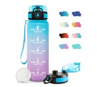 JAPORIA Gourde Motivation 1L, Gourde avec Filtre sans BPA, Étanche et Réutilisable, Bouteille d'eau de Motivation avec Marqueur de Temps, Bouteille Réutilisable pour l'école, Sport, Bureau, Camping