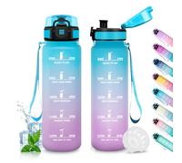 JAPORIA Gourde Motivation 1L, Gourde avec Filtre sans BPA, Étanche et Réutilisable, Bouteille d'eau de Motivation avec Marqueur de Temps, Bouteille Réutilisable pour l'école, Sport, Bureau, Camping