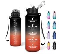 JAPORIA Gourde Sport 1.5L, Bouteille Motivation avec Paille, Bouteille d'eau Anti Fuite, Reutilisable, pour l'École, Bureau, Extérieur, Fitness