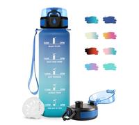 JAPORIA Gourde Sport 1L, Gourde avec Filtre, sans BPA, Étanche et Réutilisable, Bouteille d'eau de Motivation avec Marqueur de Temps, Bouteille Réutilisable pour l'école, Sport, Bureau, Yoga, Camping
