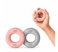 JAPORIA Hand Grip Renforceur de Préhension Musculation Main Sport, 2 pièces | Kit musculation avant bras et doigts en silicone rose et gris. Excellente balle anti stress pour le sport fitness.