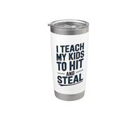 J'apprends à mes enfants frapper et voler du baseball Gobelet isotherme en acier inoxydable double paroi