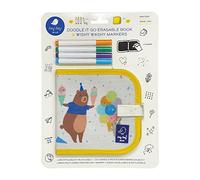 Jaq Jaq Bird 1108076 Mini livre de coloriage à la craie effaçable avec 4 stylos Wishy Washy Washy, pour enfants à partir de 3 ans, planche à dessin réutilisable pour la maison et les déplacements