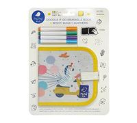 Jaq Jaq Bird 1108079 Livre de coloriage à craie effaçable avec 4 stylos Wishy Washy pour enfants à partir de 3 ans, planche à dessin réutilisable pour la maison et les déplacements