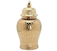Jar de Gingembre en Porcelaine en Or Moderne avec Couvercle, Vase de Style Chinois Antique décoratif Grand Pot de Temple Vase décoratif pour Le Salon L