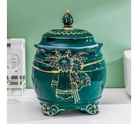 Jar De Riz Céramique, Grand Conteneur De Rangement De Thé, Stockage De Riz En Céramique Scellé Chinois, Récipient De Riz, Distributeur De Farine, Boîte D'organisation Chinoi(Size:Capacity 5kg,Color:a)