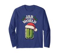 Jar to The World Holly Holiday Pun Funny Christmas Pickle Manche Longue