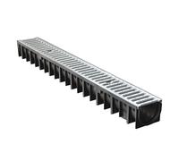 Jardibric - Caniveaux en Polypropylène avec Grille Acier Galvanisée - (Dim int : l 100 x 90 mm) - (Dim ext : l 120 x H 90 mm) - A15 - Assurez une évacuation optimale des eaux