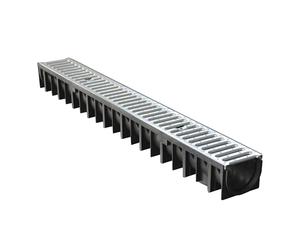 Jardibric - Caniveau 1 m A15 100 mm avec Grille Acier Galvanisée - Drainage Extérieur Polypropylène