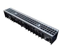 Jardibric - Caniveau Drainage 1 m - Grille Acier Galvanisée - Classe B125 - Polypropylène - 155 x 155 mm