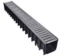 Jardibric - Caniveau Drainage A15 1 m - Grille Acier Galvanisée - Polypropylène - 118 x 118 mm