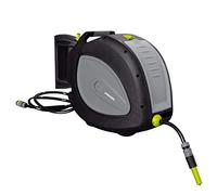 Jardibric Dévidoir Automatique Rétractable 35 m Ø12,5 mm - Pivotant 180°, Rallonge 2 m, Lance d’Arrosage, Nez de Robinet, 3 Raccords - Arrosage Facile et Organisé