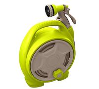 Jardibric - Dévidoir Enrouleur d'Arrosage Portable 10m - Compact et Léger - Choix de Couleurs (Vert Anis ou Taupe Turquoise) - Idéal pour Jardin, Terrasse, Balcon - Prêt à l’Emploi