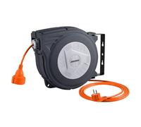 Jardibric - Enrouleur Électrique Mural 25 m - 3200 W - Câble 3G1,5 mm² | Profitez de 25 m de câble électrique tout en gardant votre espace de travail mieux organisé.
