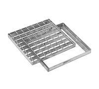 Jardibric - Grille Caillebotis 40x40 cm Acier Galvanisé avec Cadre - Grille Caniveau Drainage Eaux Pluviales Regard