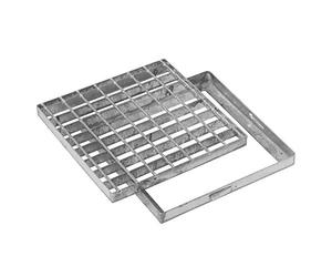 Jardibric - Grille Caillebotis 40x40 cm Acier Galvanisé avec Cadre - Grille Caniveau Drainage Eaux Pluviales Regard