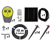 Jardibric - Kit Arrosage Goutte à Goutte Solaire 15 m - Pompe Programmable - 15 Goutteurs Automatiques 4x6 mm