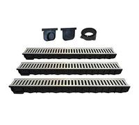 Jardibric - Kit Caniveau Drainage A15 3 m (Lot de 3 x 1 m) - Grille Acier Galvanisé - Jardin Terrasse