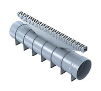 Jardibric - Kit de Caniveaux de Drainage Classe C250-3 m Linéaires (6 Modules) - Ø 110 x 100 mm - Conforme NF en 1433
