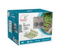 Jardibric - Kit Goutte à Goutte 25 m² avec Programmateur Sans Pression 0 Bar - 40 m Micro-Tuyau Ø6 mm - 30 Goutteurs Réglables - Irrigation Gravitaire
