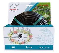 Jardibric - Kit Goutte à Goutte Pieuvre pour Massif et Potager - 25 m de Micro-Tuyau Ø 6 mm - 18 Goutteurs Réglables