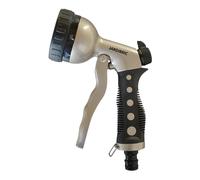 Jardibric - Pistolet Arrosage Métal 8 Jets - Contrôle Débit au Pouce - Poignée Ergonomique Gainée