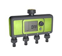 Jardibric - Programmateur d’Arrosage Digital 4 Voies avec Affichage - Durée 1 Min à 4 h - Fréquence 1 h à 7 Jours - 1 Programme par Voie - Jardin et Terrasse - Nez de Robinet en Laiton