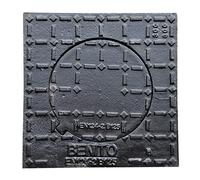 Jardibric - Regard de Trottoir Carré Plaque d'égout en Fonte Ductile Classé B125 (300 x 300 mm; Ø ouverture 175mm) - Tampon en fonte - Groupe 2 - Pour Parking - Conforme aux Normes EN 124