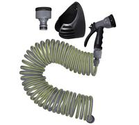 Jardibric - Serpentin d’Arrosage PU Ø10 avec Support et Pistolet - Tuyau Spiralé pour Arrosage Mobile du Jardin