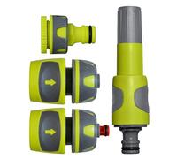 Jardibric - Set de Base Arrosage 4 Pièces 19 mm - Nez de Robinet, Raccords Rapides et Lance BM - Kit Pratique et Polyvalent pour Tuyau de Jardin