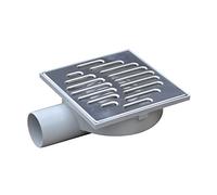 Jardibric - Siphon de Douche 15 x 15 cm avec Grille INOX - Siphon de Sol pour Évacuation des Eaux de Douche