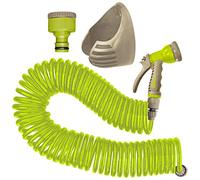 Jardibric - Tuyau Arrosage Serpentin 15 m - Kit Complet avec Pistolet, Support et Raccord Rapide