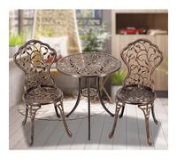 Jardin 3 Pièces Ensemble De Taverne Extérieure, Terrasse Bistro Finitions Antiques Patio Résistant Aux Intempéries Table Et Chaises Dessus De Table en Fonte D'aluminium De 23,6 Pouces(Bronze-B)