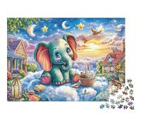 Jardin Animal Fantastique 1000 Pieces Premium Cardstock Bébé éléphant Cloud Art Jigsaw Puzzle Set Adult Stress Relief Educational Game Home Activity for All Ages 52x38cm/1000pcs