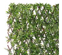 Jardin Artificiel - Treillis Extensible en Bois de Saule Feuillage Artificiel Chanvre