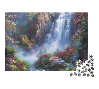 Jardin avec Cascade Puzzle 1000 Pièces - Challenge Zen, Carte Géographique À Assembler, Poster Inclus, Cadeau Éducatif, 52x38cm/1000pcs